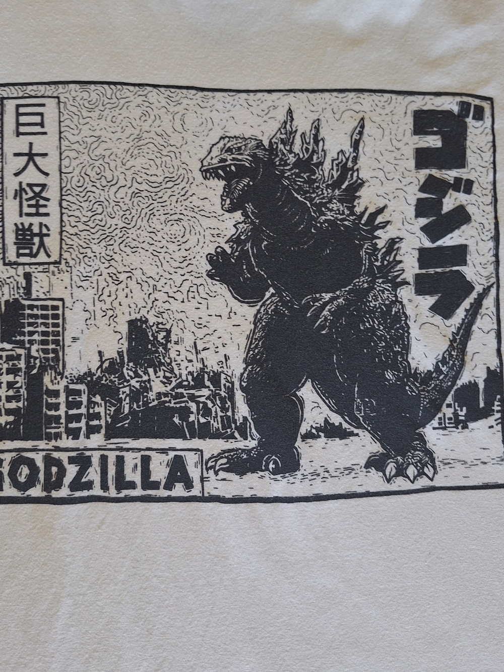 Godzilla Graphic Tee - Black Print on White